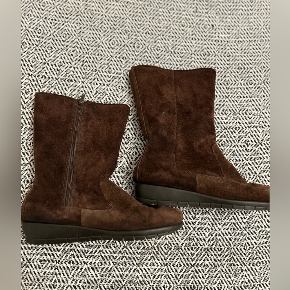 Aerosoles Brown Leather Faux Fur Lining Boots Size 9